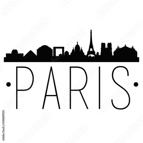 Paris France Skyline. Silhouette City Design Vector Famous Monuments.