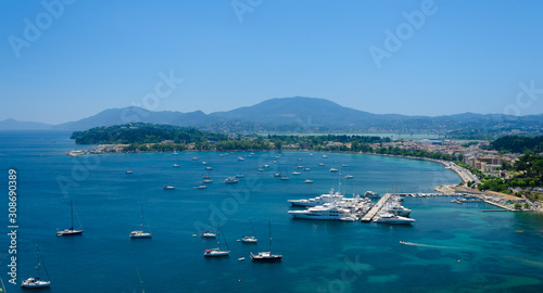Yachts in Marina of Corfu Town, seen from above