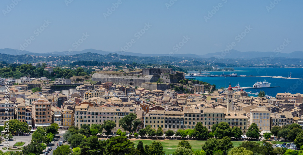 Panoramic view of Corfu Town (Greece) 