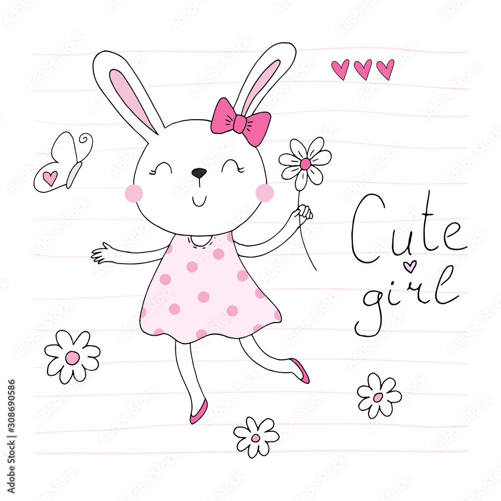 vector card with cute bunny. vector print vector card with cute bunny. vector print