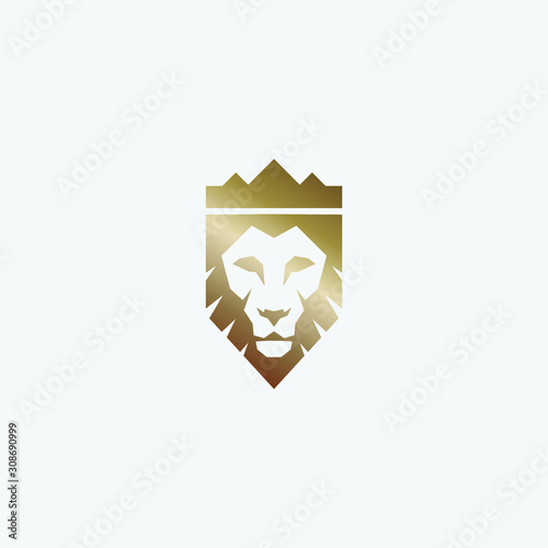 Geometric lion king logo. Modern emblem