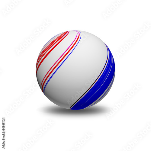 Light red and blue sphere on a white background
