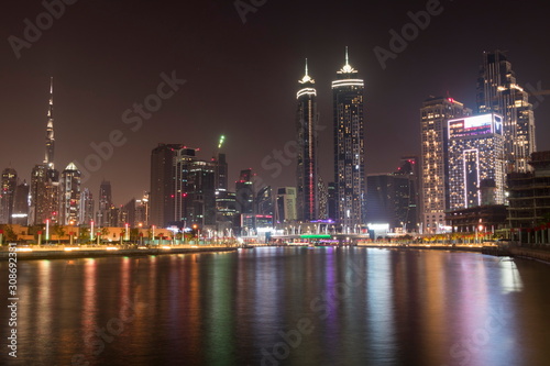 Night view Dubai water canal on December 2019 Dubai Downtown United Arab Emirates