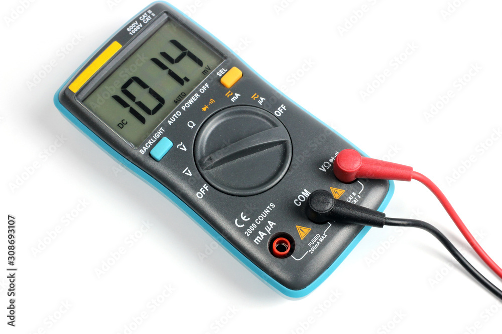 Digital multimeter on a white background Digital multimeter on a white background