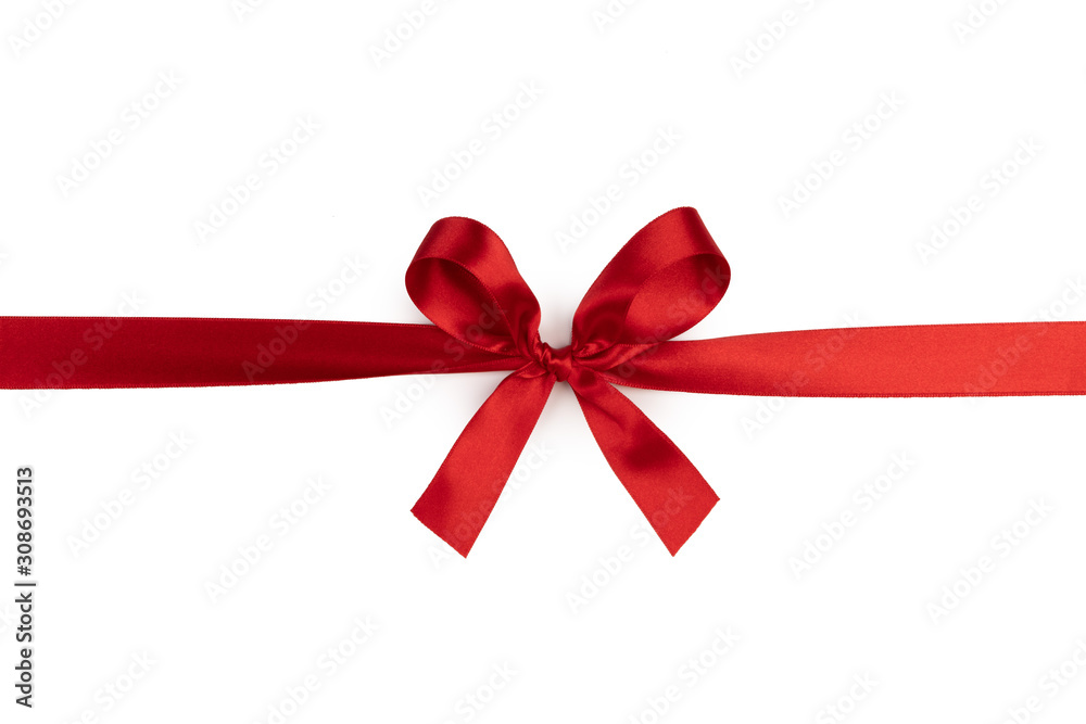 Red ribbon bow isolated on white Red ribbon bow isolated on white