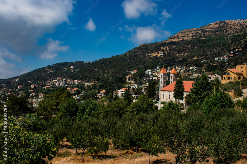 Mountain village Baskinta in Lebanon