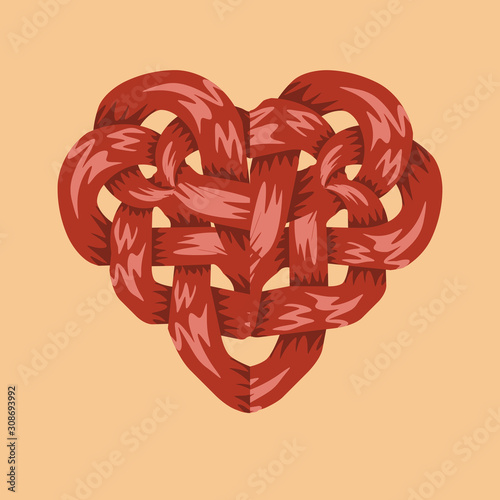 Φωτογραφία Abstract Heart with connected or interlace woven lines