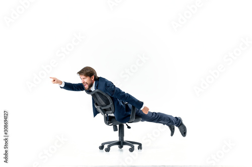 businessman jumping in the air