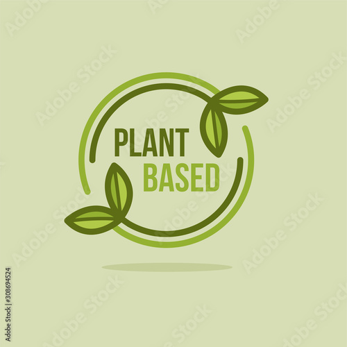 Vector Plant Based Icon Round with Two Plants