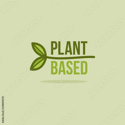Vector Plant Based Icon with Leaf Plant Horizontal