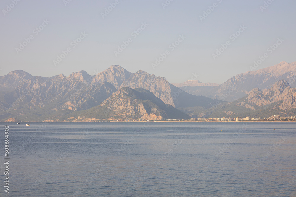 beautiful mountain and seascape background