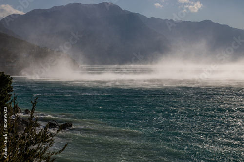 Strong bura wind, Dalmatia, Croatia