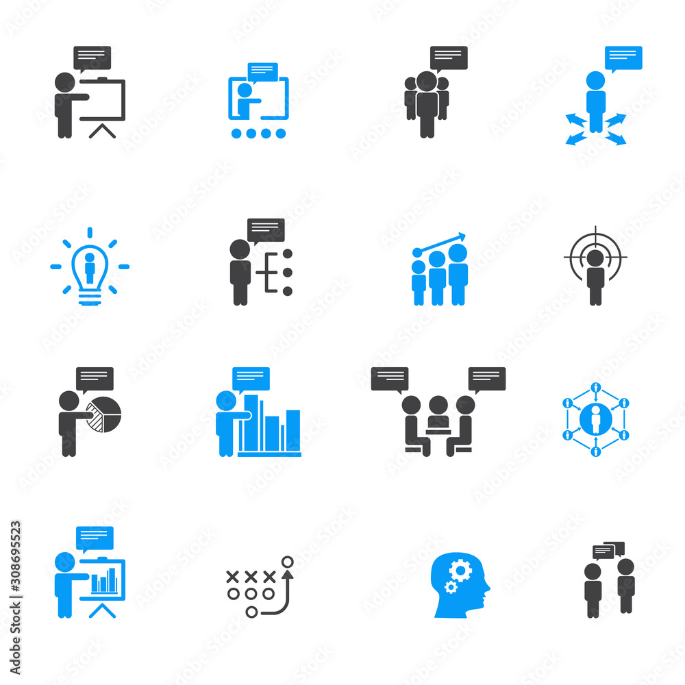 Business training icon set Business training icon set