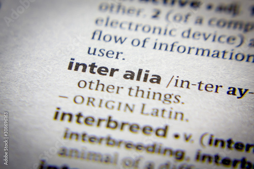 Word or phrase Inter alia in a dictionary. photo