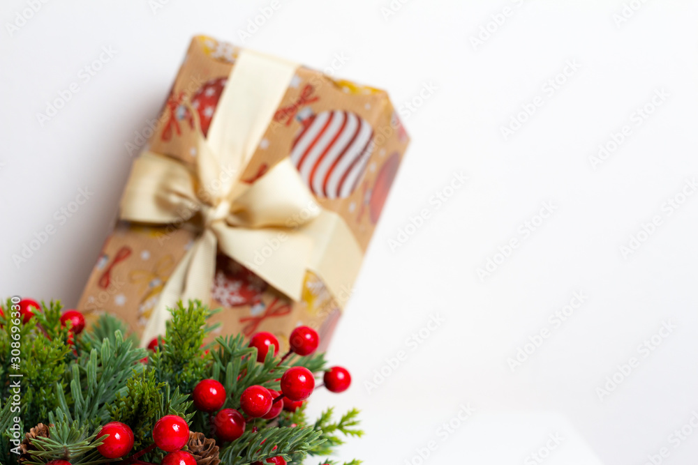 Christmas composition with gift box 