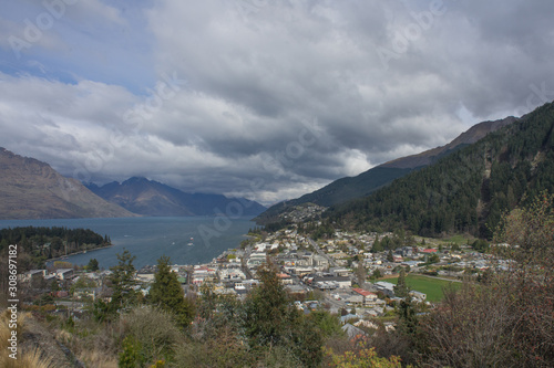 Queenstown hills and Queenstown town ship.View from Queenstown Hill.