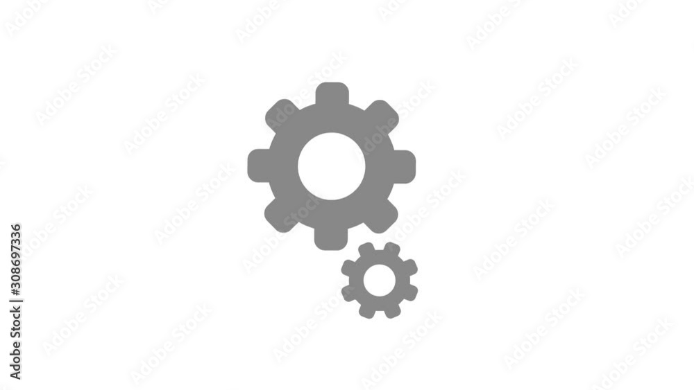 Animation of grey gears spinning, white background. Animation of grey gears spinning, white background.