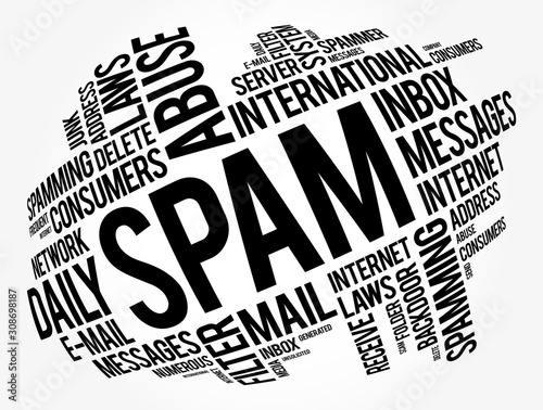 SPAM word cloud collage, internet business concept background