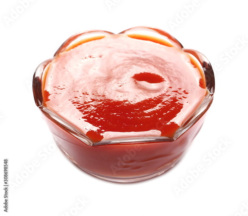 Wallpaper Mural Tomato paste in glass bowl, organic pure texture, isolated on white background Torontodigital.ca