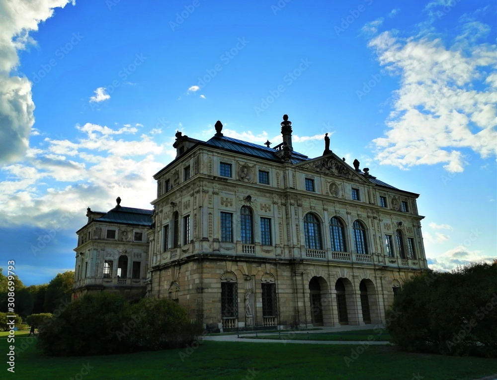 Old German building in Dresden Park