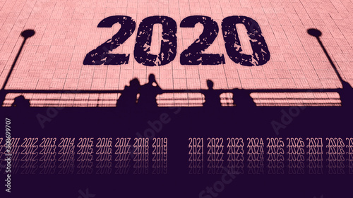 Happy New Year 2020 - concept new years eve future celebration festival holiday event text copy space design illustration holiday greeting card template outlook prospect silhouette background turn