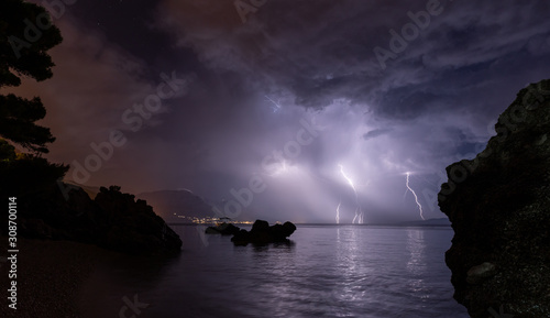 Lightning storm, Mimice, Omis, Dalmatia, Croatia