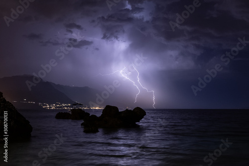 Lightning storm, Mimice, Omis, Dalmatia, Croatia