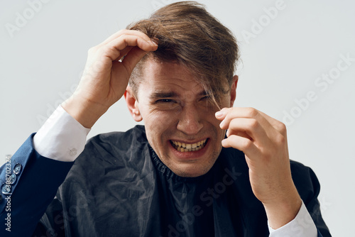 young man with headache photo