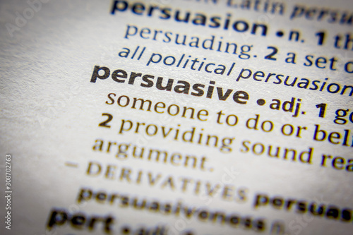 Картината върху платно Word or phrase Persuasive in a dictionary.