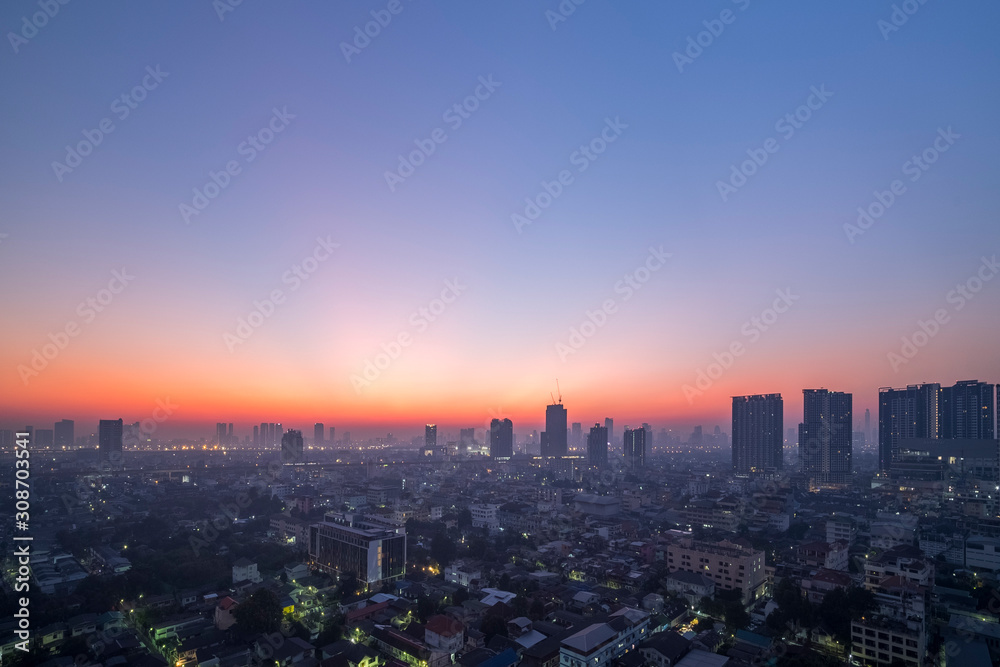 morning time view of Bangkok city, Thailand