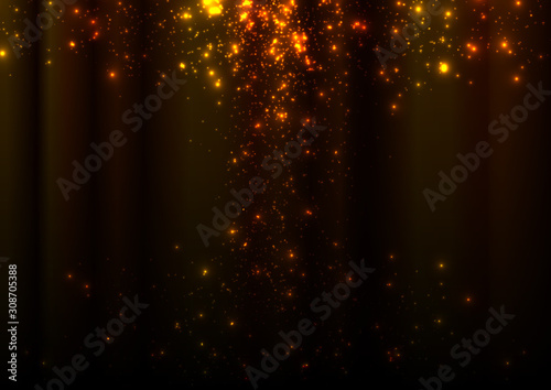 Abstract vector golden light, Magic gold dust and glare, Festive Christmas background, Golden rain, Vector illustration design