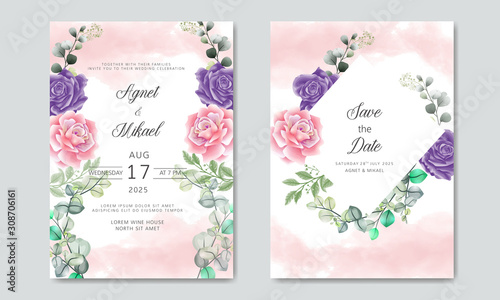 wedding invitation with beautiful and elegant floral templates