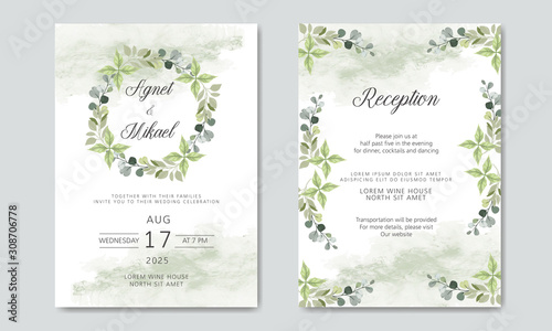 wedding invitation with beautiful and elegant floral templates