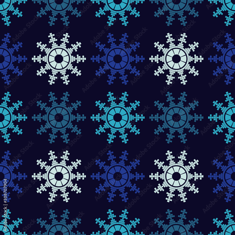Snowflakes. Seamless knitted pattern. A warm sweater. Vector illustration for web design or print. Snowflakes. Seamless knitted pattern. A warm sweater. Vector illustration for web design or print.