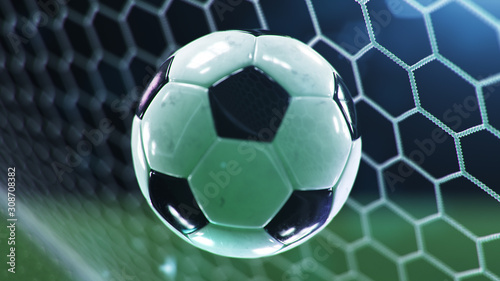 Canvas Print Soccer ball flew into the goal