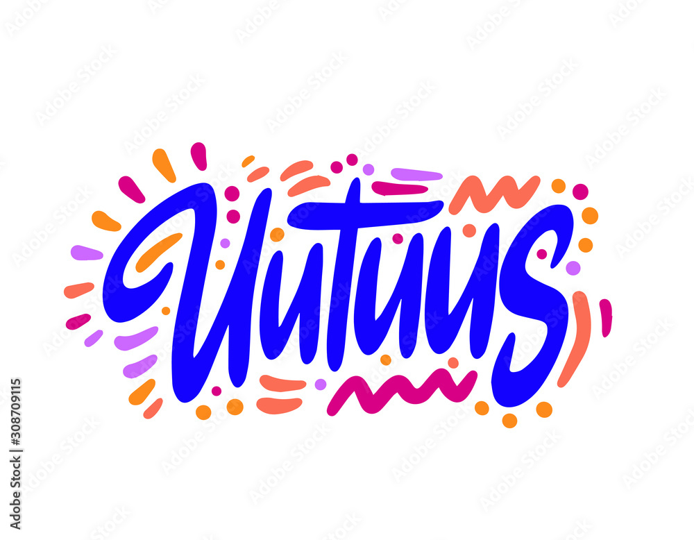 Uutuus, new in Finnish. Modern brush calligraphy. Hand lettering illustration. Calligraphic poster. On white background Vector illustration. Uutuus, new in Finnish. Modern brush calligraphy. Hand lettering illustration. Calligraphic poster. On white background Vector illustration.