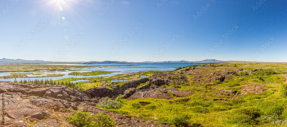 Panoramic picture over Thingvellir national park on Iceland in summer Panoramic picture over Thingvellir national park on Iceland in summer