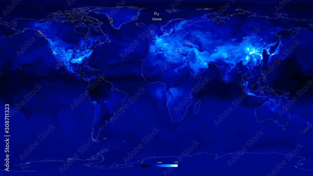 Equirectangular Time Lapse Map Of The Ozone In The Surface On Earth