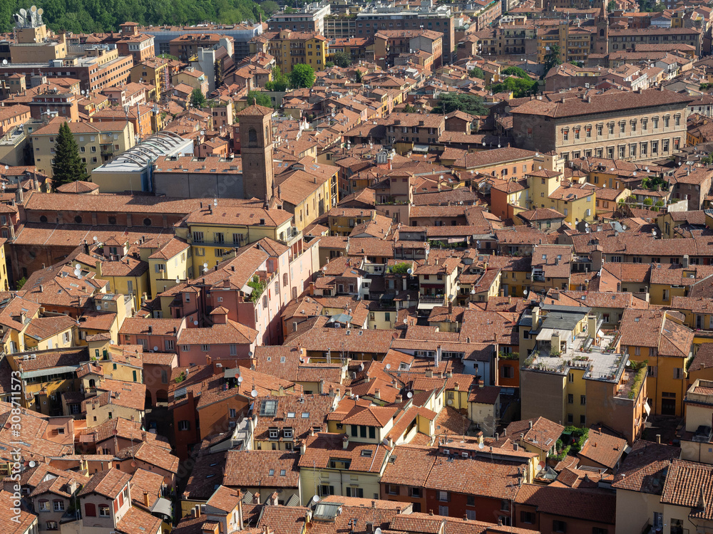 The Aerial view of Bologna, Italy