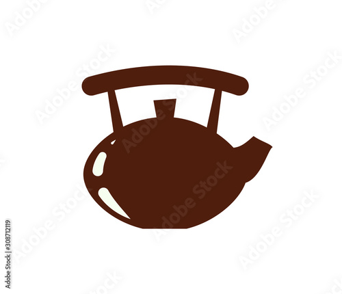 Teapot for making tea, ceramic kettle isolated icon vector. Beverage coffee pot with water in it, porcelain mug equipment kitchenware cooking closeup