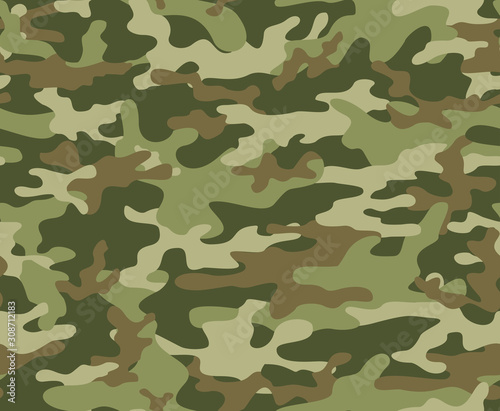  Green military camouflage print. Seamless pattern.