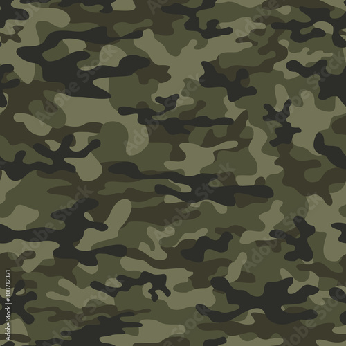  Green military camouflage for hunting and fishing. Repeat print. Vector