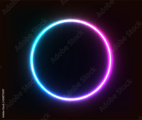  Neon circle geometric shape for ads and banner.