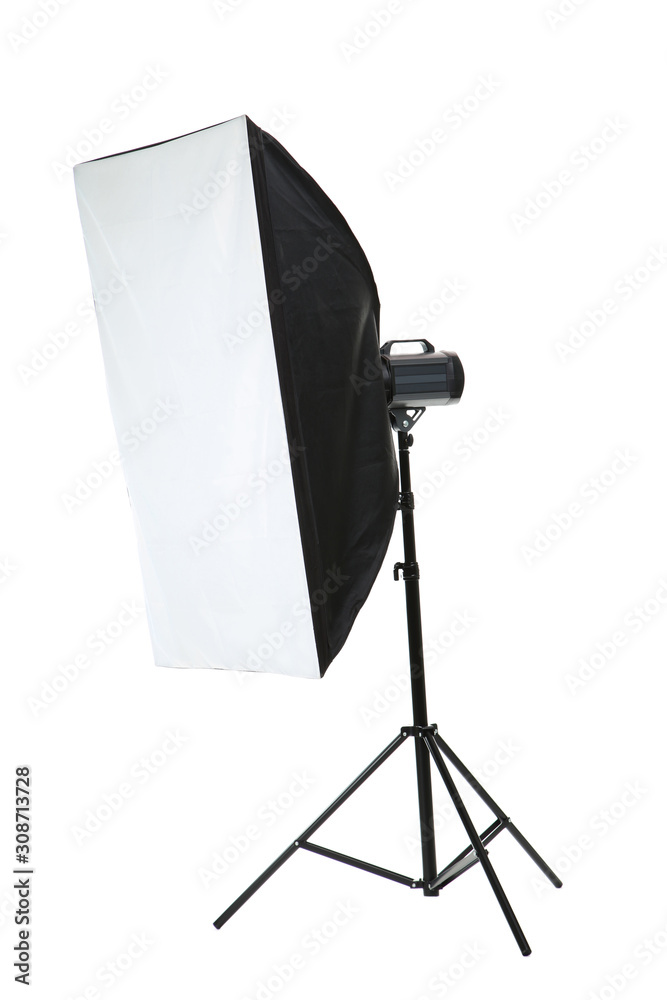 Studio lighting with softbox isolated on white background - obrazy, fototapety, plakaty 