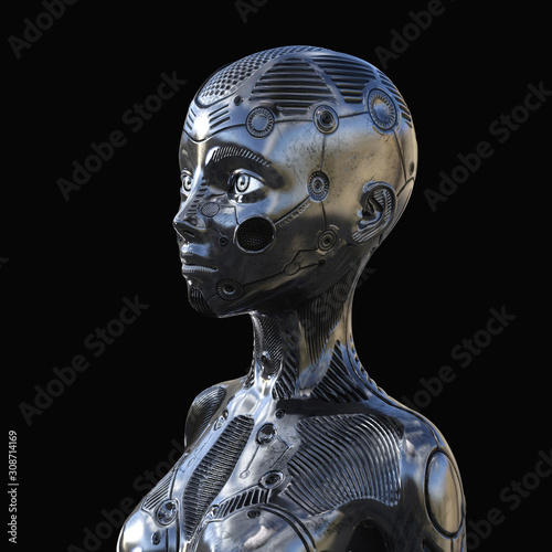 Digital 3D Illustration of a female Cyborg photo