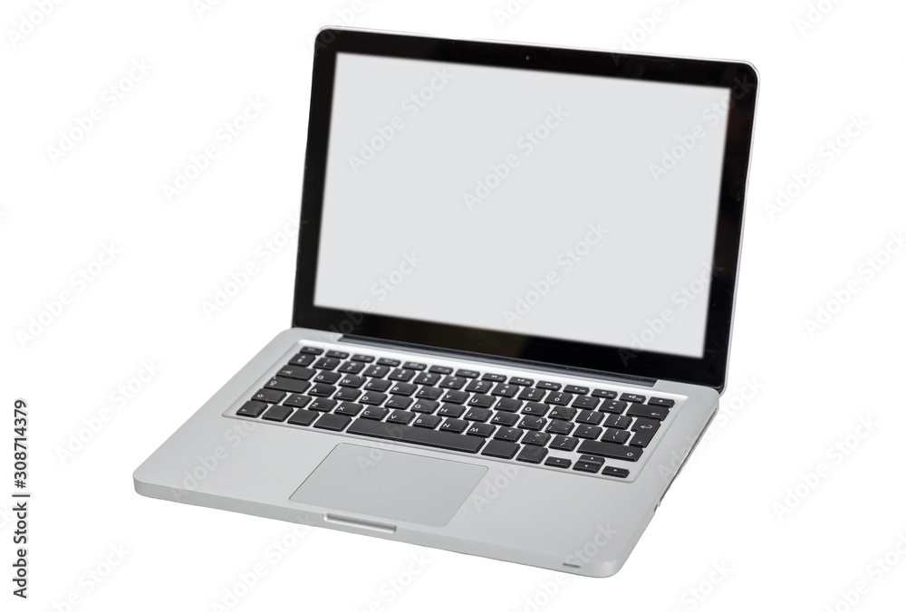 Laptop with white blank screen isolated against white background Laptop with white blank screen isolated against white background