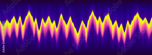 Neon music equalizer, magnetic or sonic wave techno vector background.