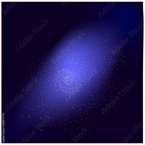 Blue spiral vector galaxy. Blurred star sky on abstract background with color gradient. New design for ad, poster, banner of your website. Background for a cell phone, banner of website illustration.