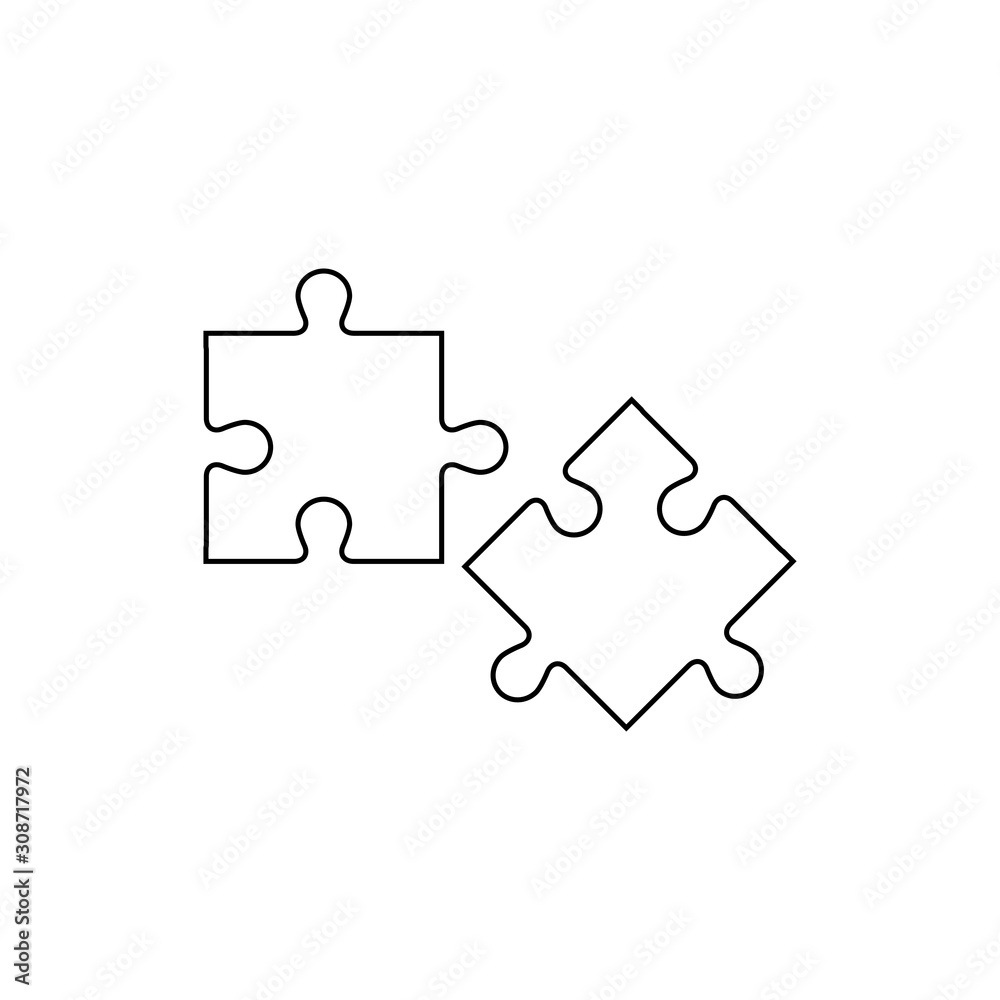 Puzzle black line icon. Vector symbol in flat style on white background. Puzzle black line icon. Vector symbol in flat style on white background.