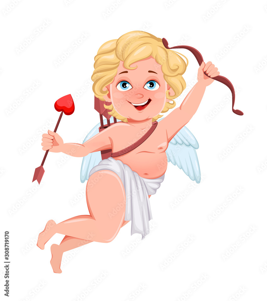 Funny Cupid with bow and love arrow Funny Cupid with bow and love arrow